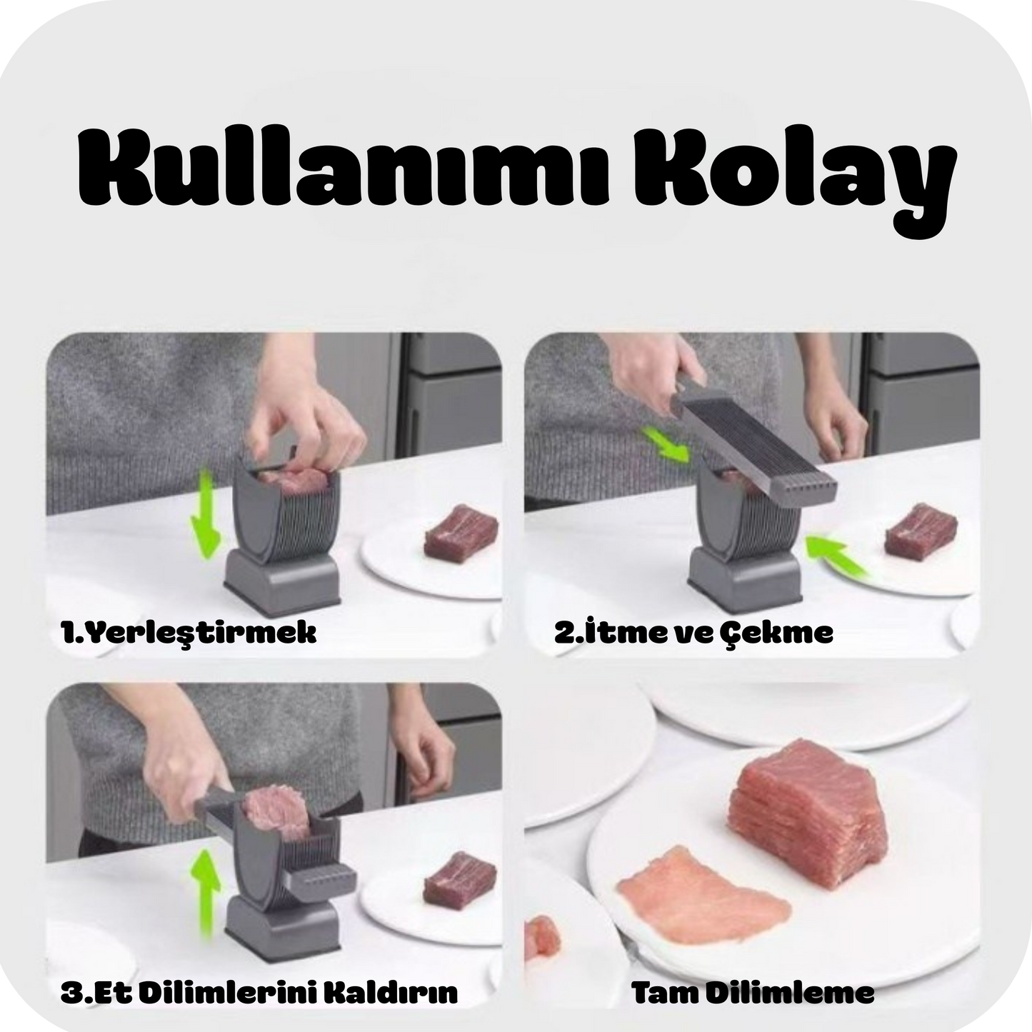 Roomeek™ Paslanmaz Çelik Taze Et Dilimleyici